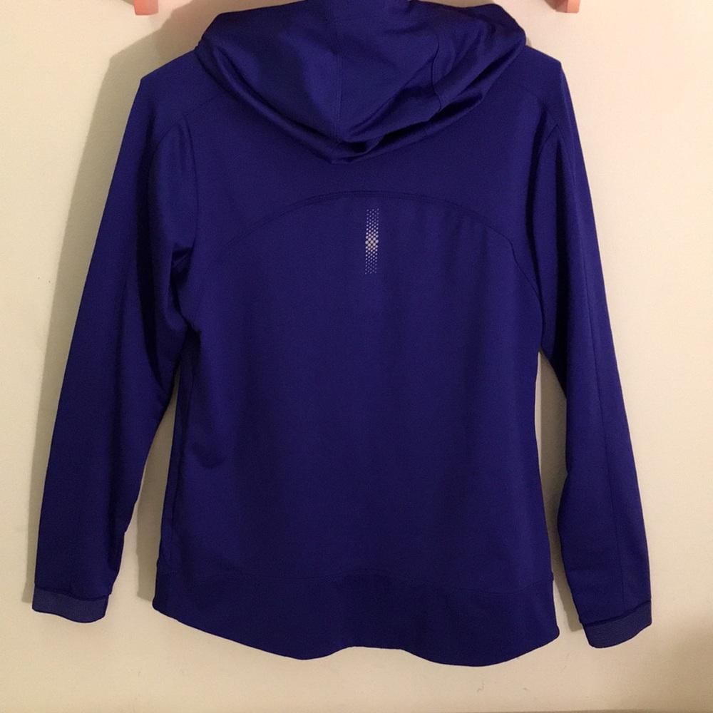 Athleta Sz Medium bright purple hoodie pull over kangaroo pocket EUC jewel tone - Picture 8 of 12